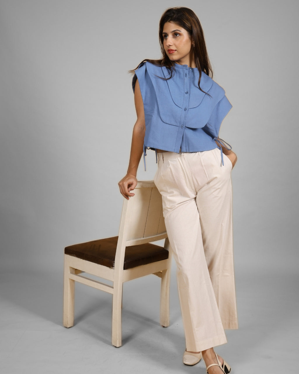 Boujee Blue Layered Panel Crop Top