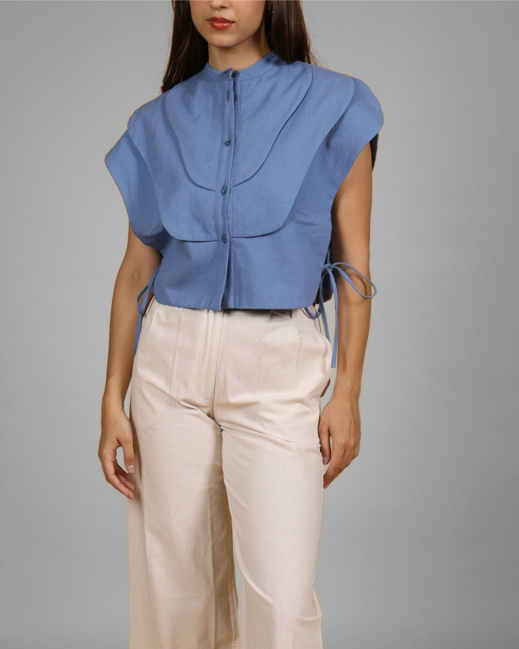 Boujee Blue Layered Panel Crop Top