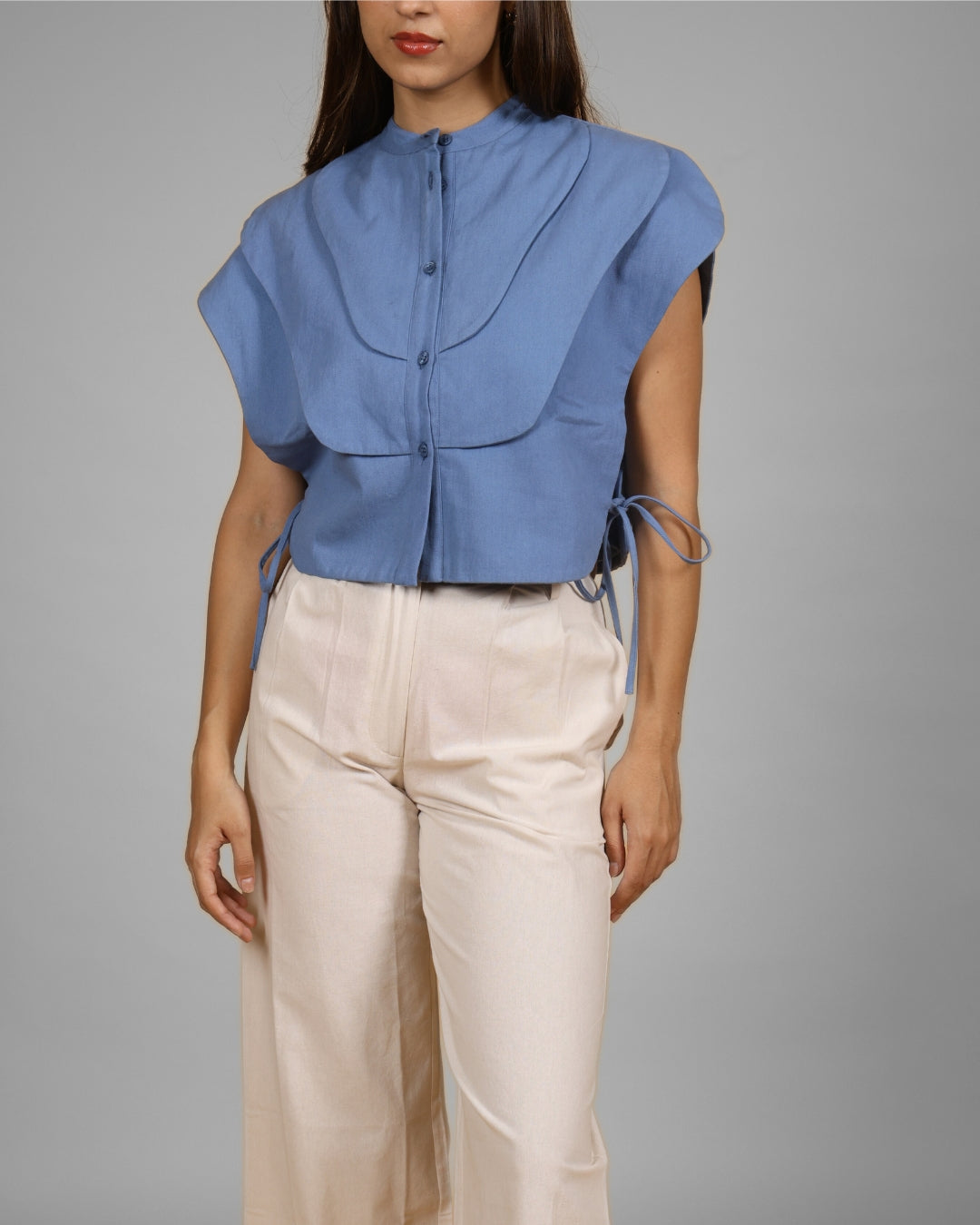 Boujee Blue Layered Panel Crop Top