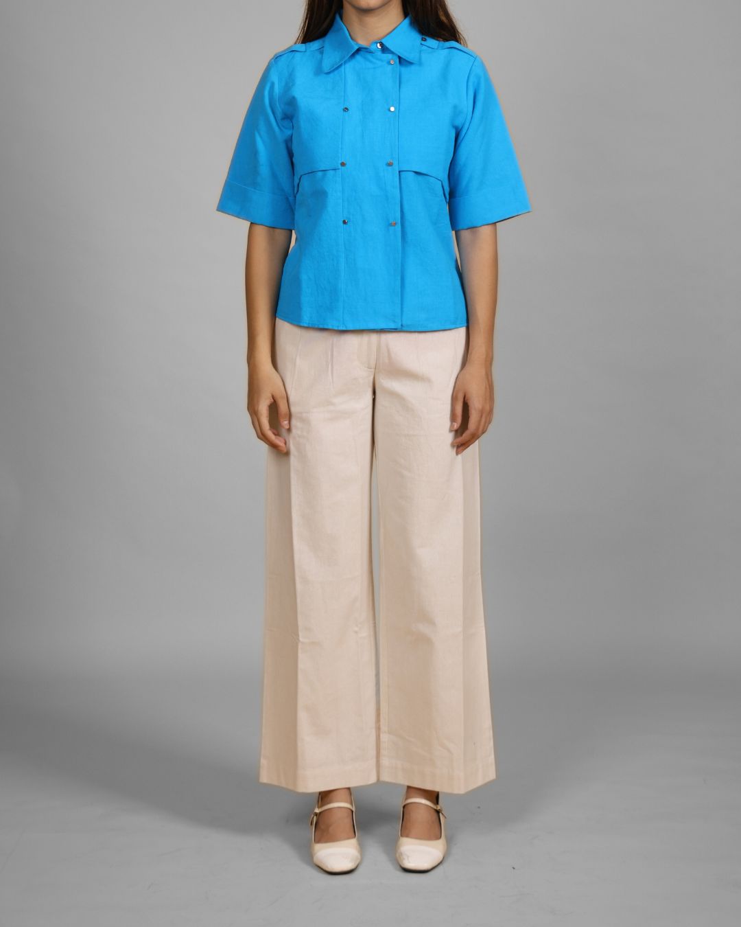 Iconic Cream Wide-Leg Trousers