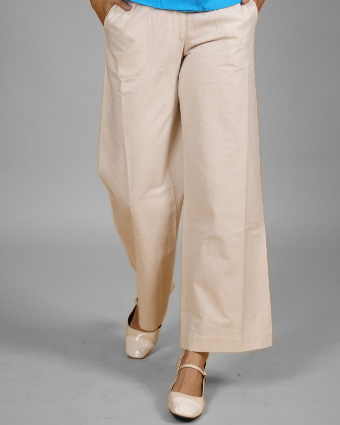 Iconic Cream Wide-Leg Trousers
