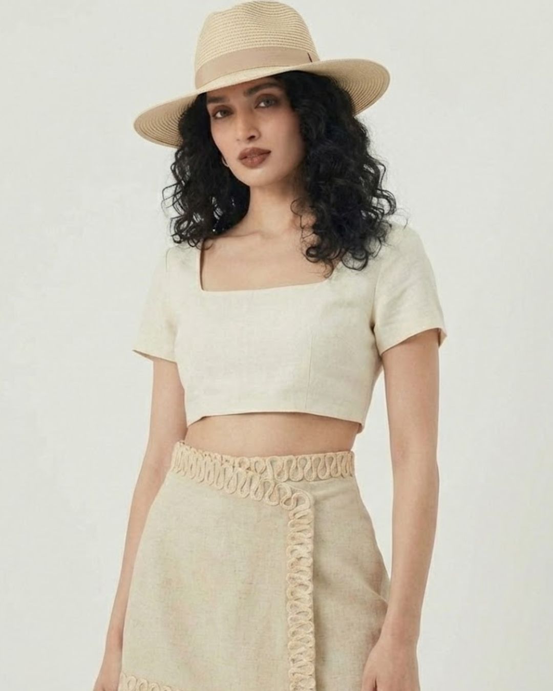 Flexin Ivory Textured Wrap Mini Skirt