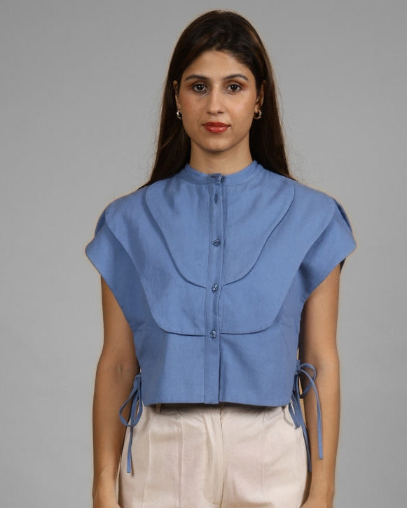 Boujee Blue Layered Panel Crop Top