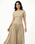 Earthy Beige Relaxed Tee & Flow Skirt Set