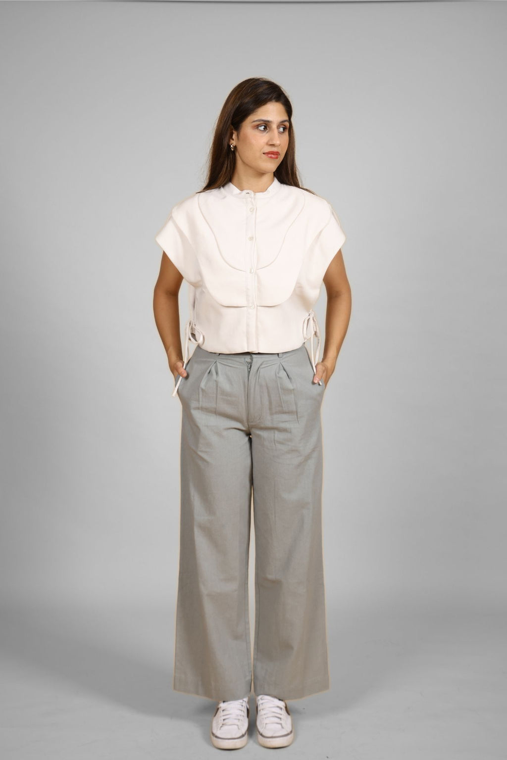 Boujee White Layered Panel Crop Top
