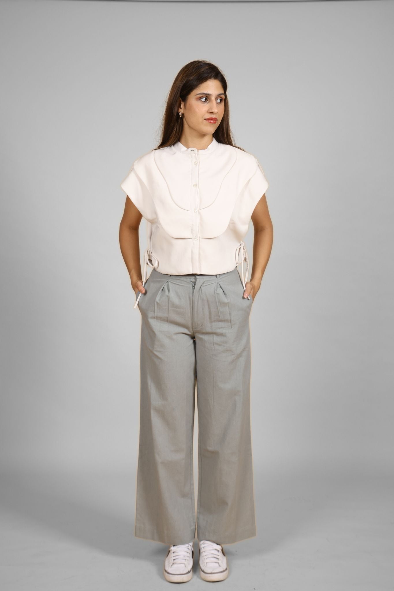 Boujee White Layered Panel Crop Top