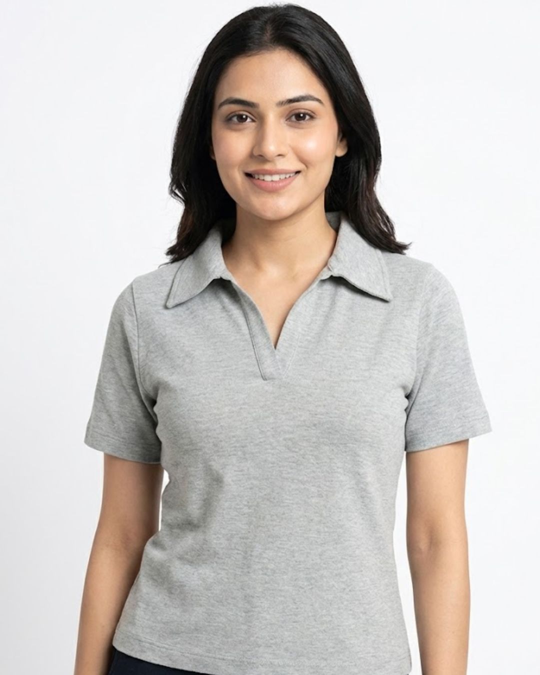 Zen Grey Minimal Collar Tee