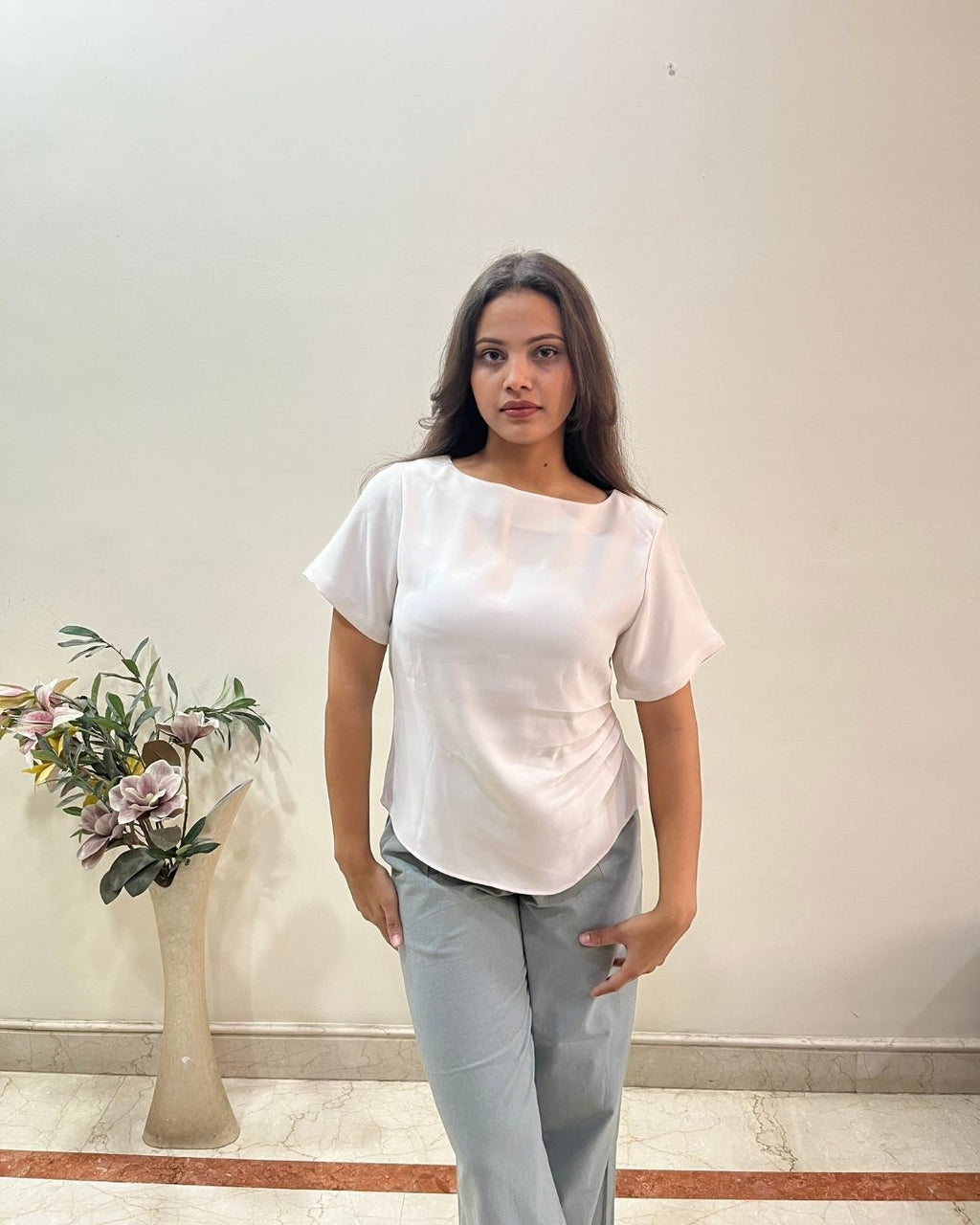 Loop Ivory Fluid Short-Sleeve Top