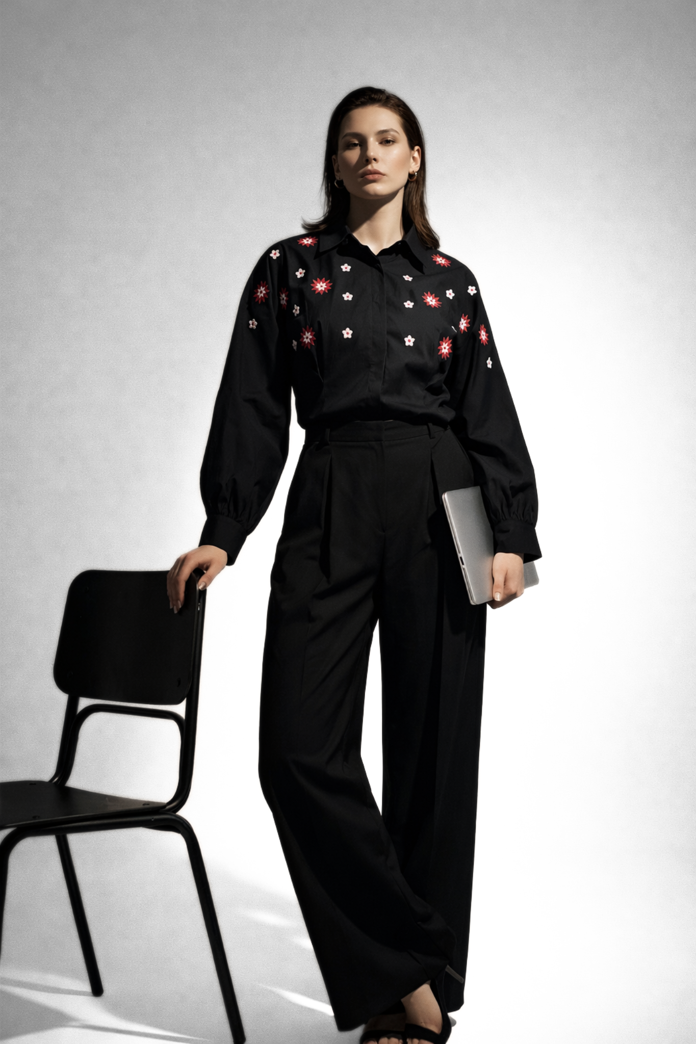 Midnight Blossom Embroidered Co-ord Set