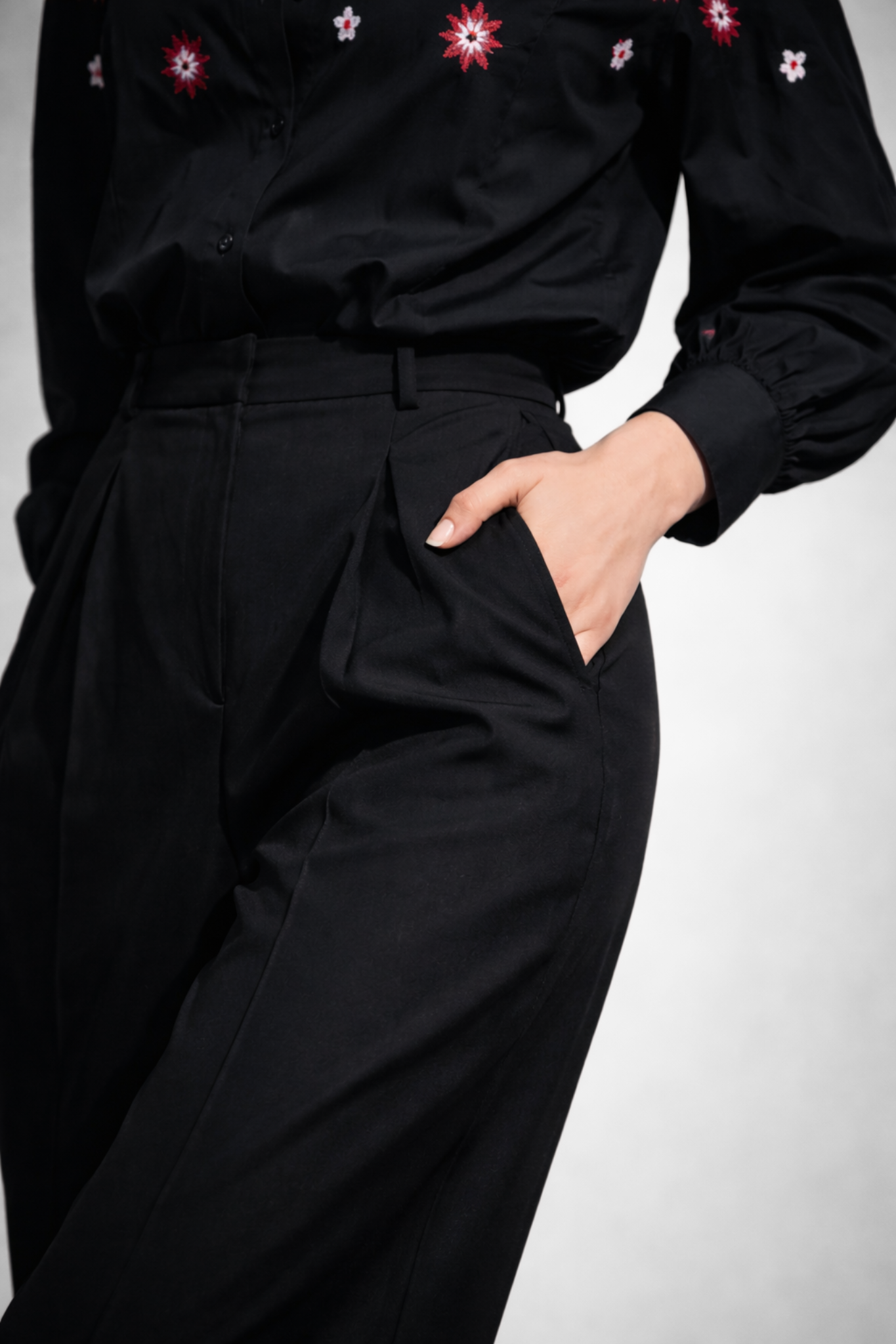 Midnight Blossom Embroidered Co-ord Set