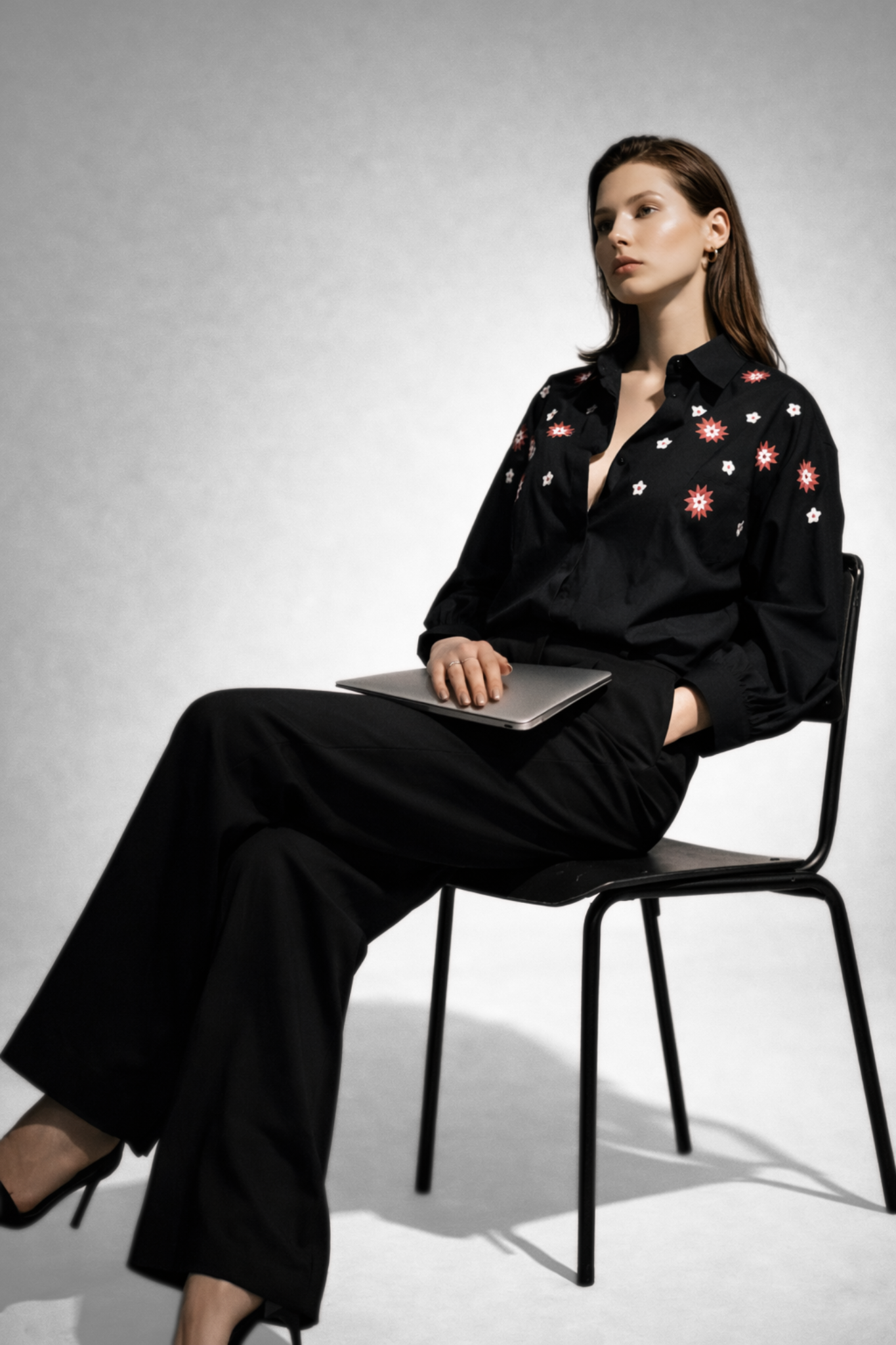 Midnight Blossom Embroidered Co-ord Set