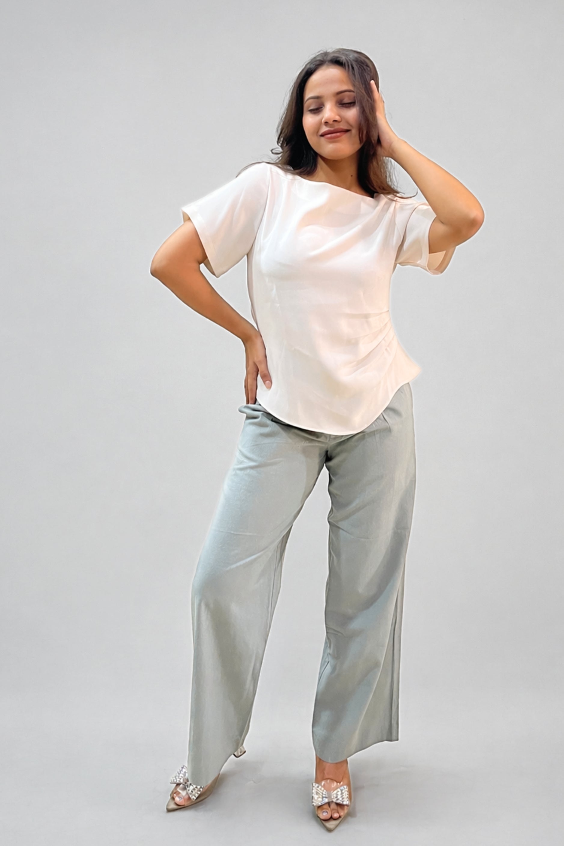 Loop Ivory Fluid Short-Sleeve Top