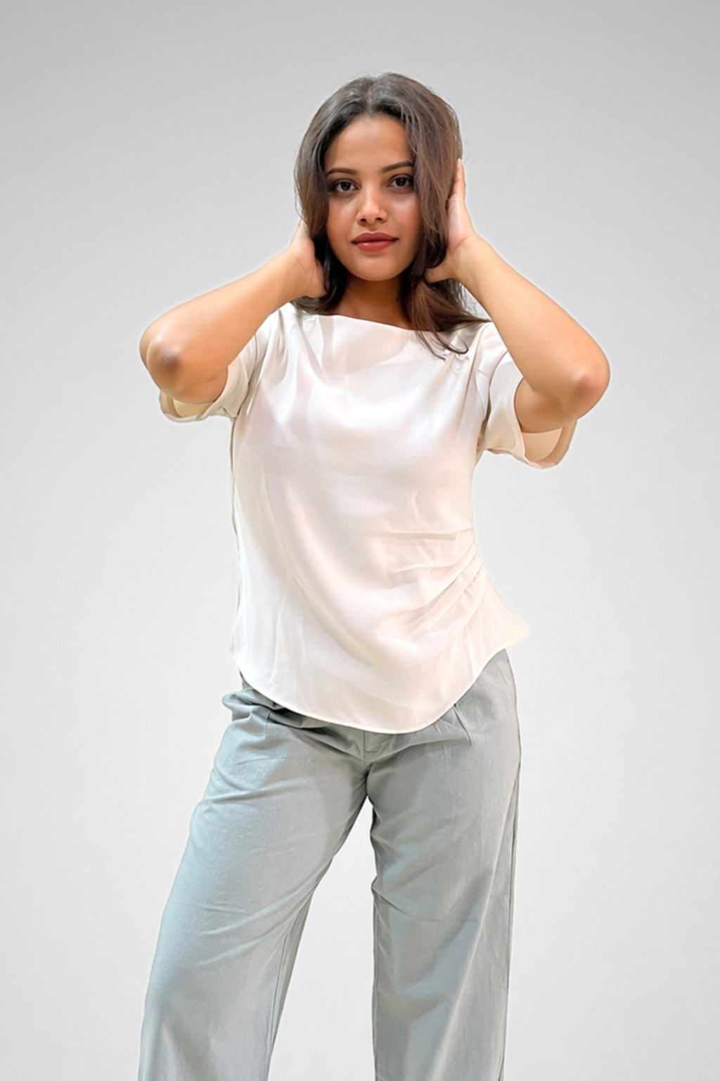 Loop Ivory Fluid Short-Sleeve Top