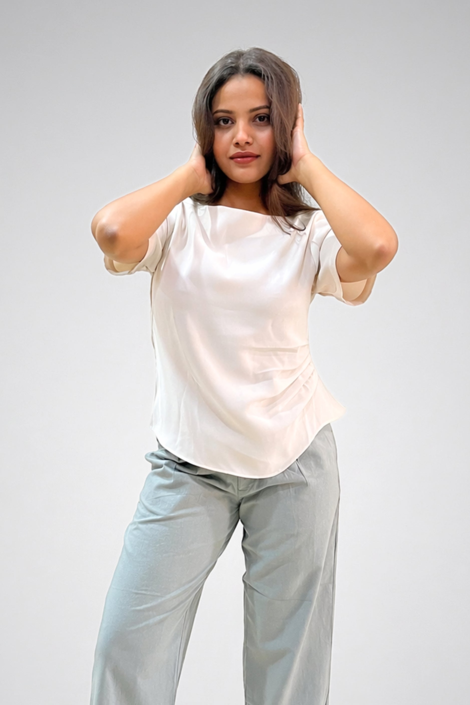 Loop Ivory Fluid Short-Sleeve Top