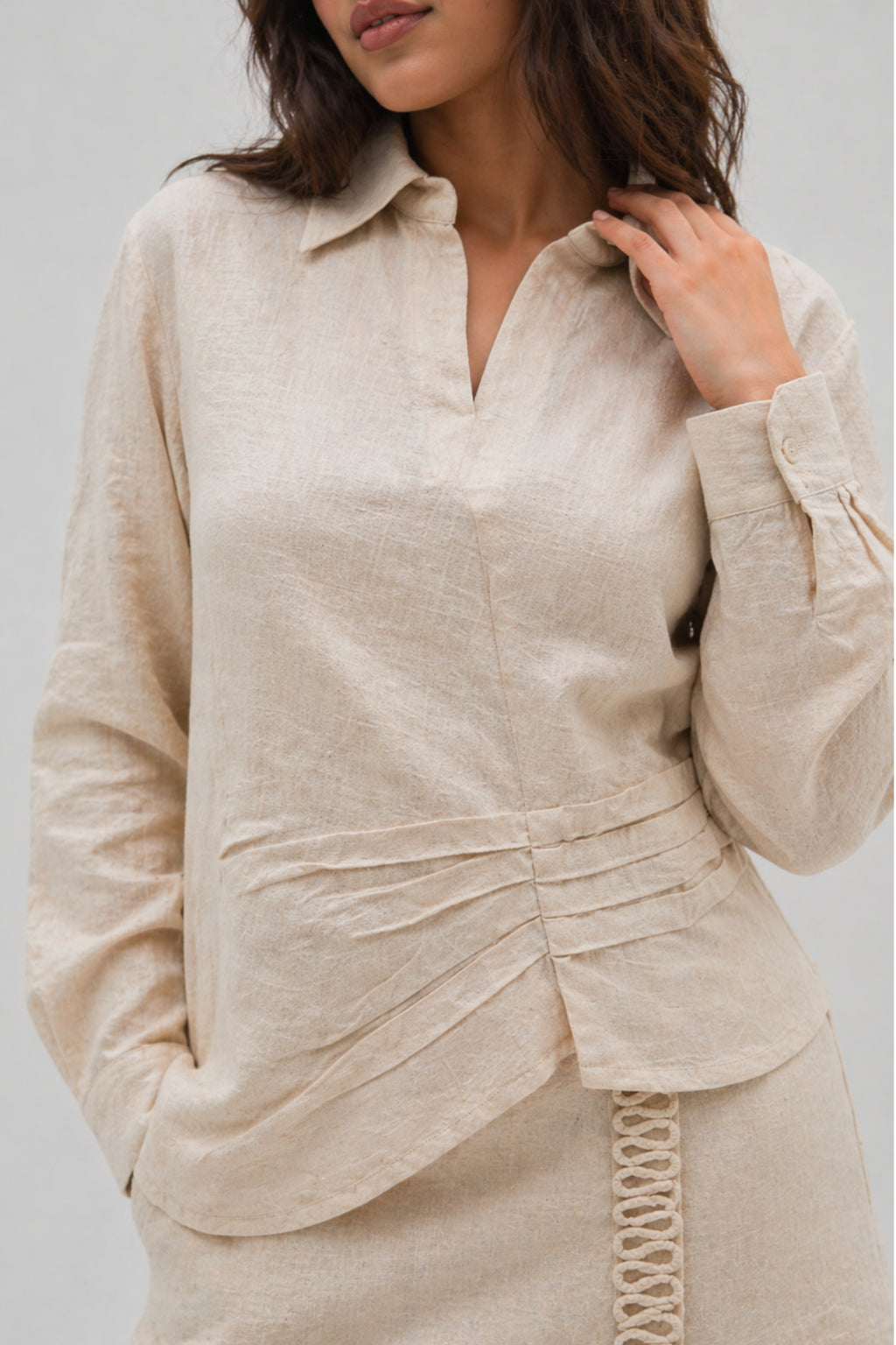 Dash Oatmeal Linen Utility Shirt