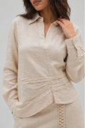 Dash Oatmeal Linen Utility Shirt