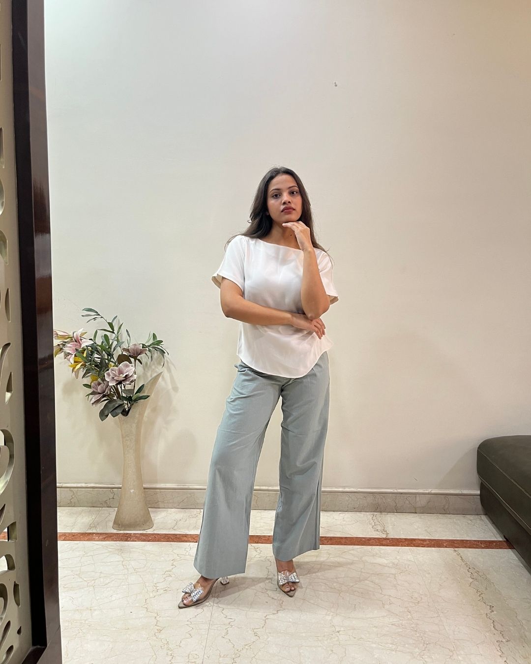 Loop Ivory Fluid Short-Sleeve Top