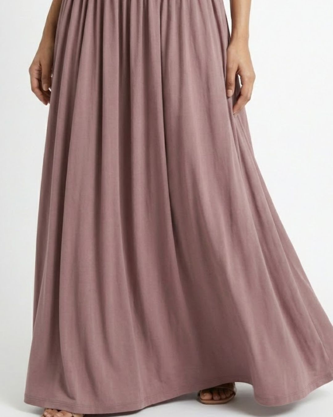 Earthy Brown Beige Knit & Flow Skirt Set
