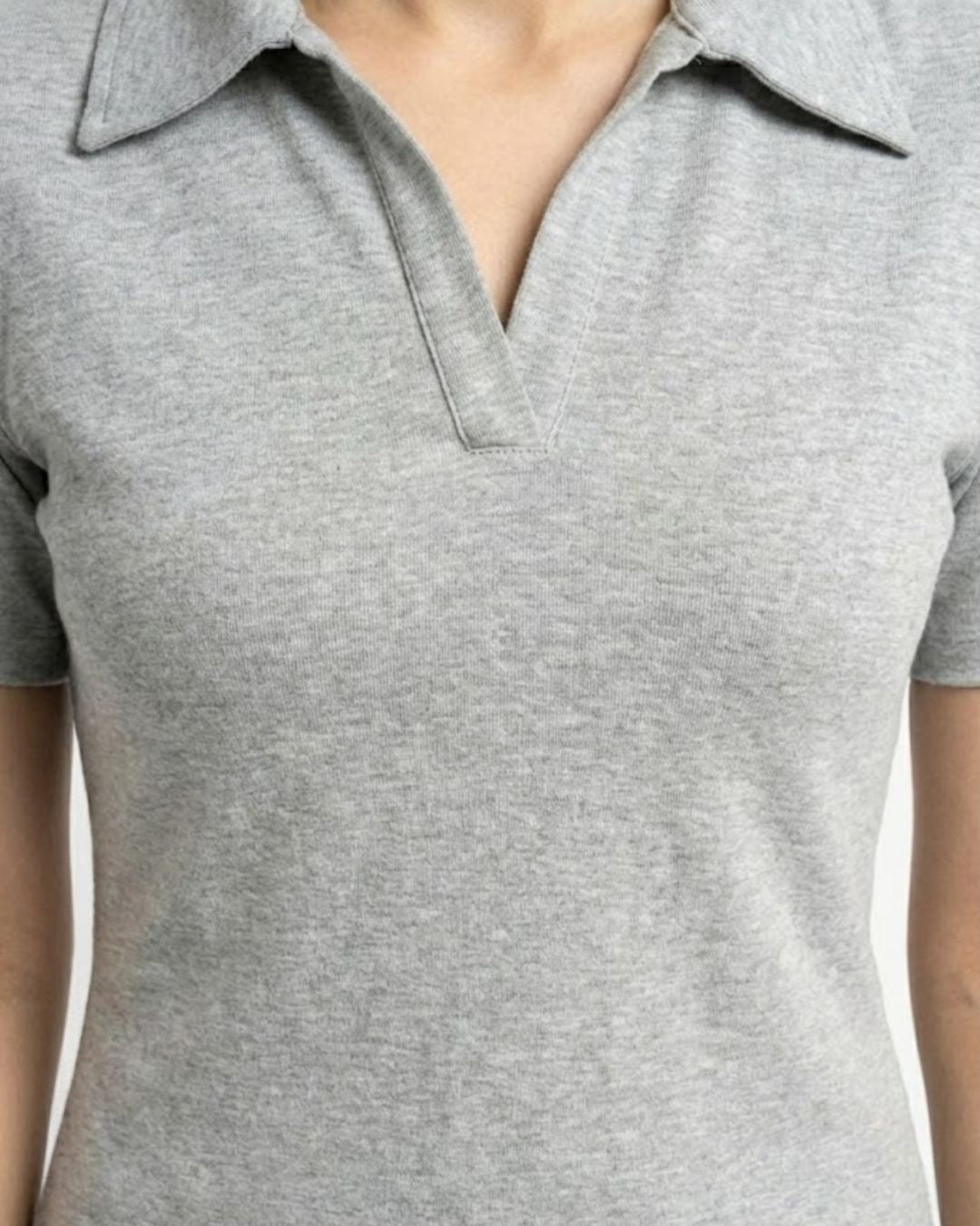 Zen Grey Minimal Collar Tee