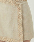 Flexin Ivory Textured Wrap Mini Skirt