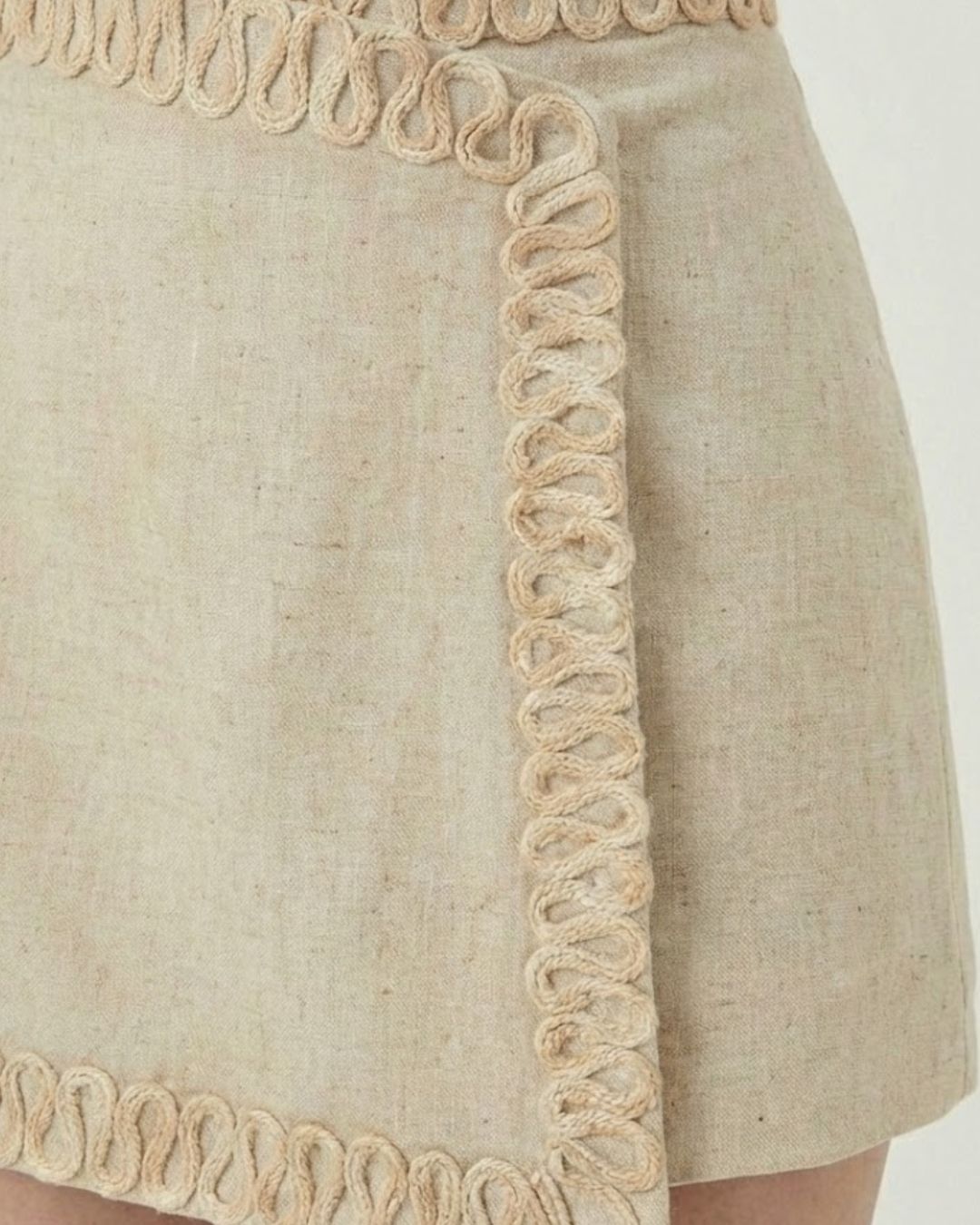 Flexin Ivory Textured Wrap Mini Skirt