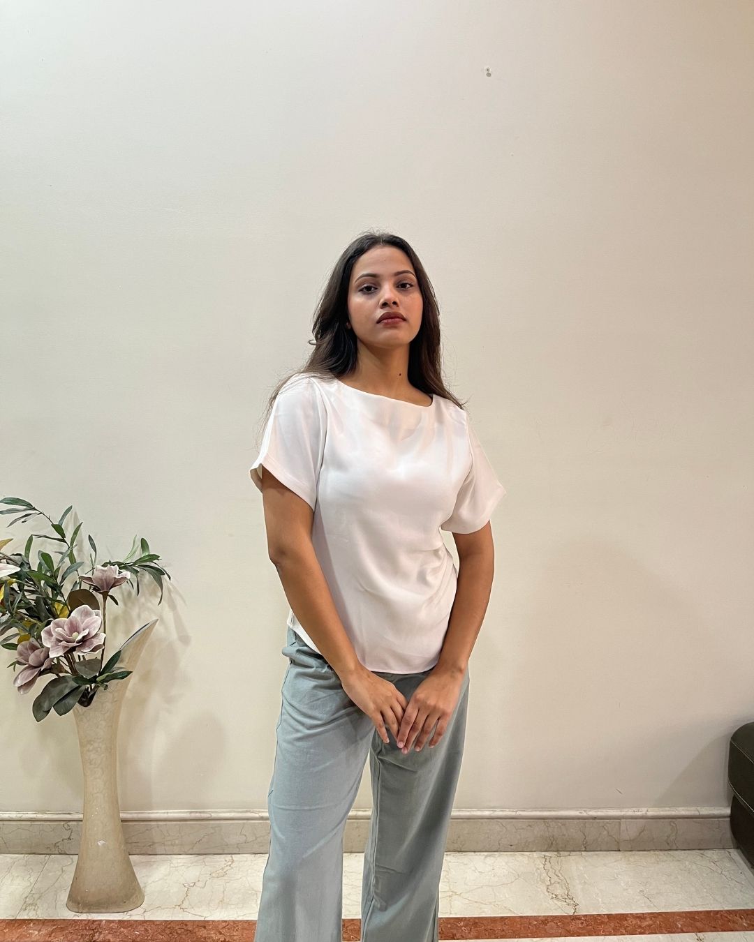 Loop Ivory Fluid Short-Sleeve Top