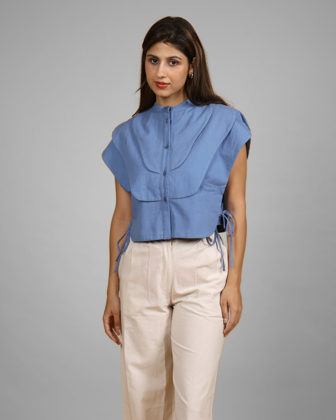 Boujee Blue Layered Panel Crop Top