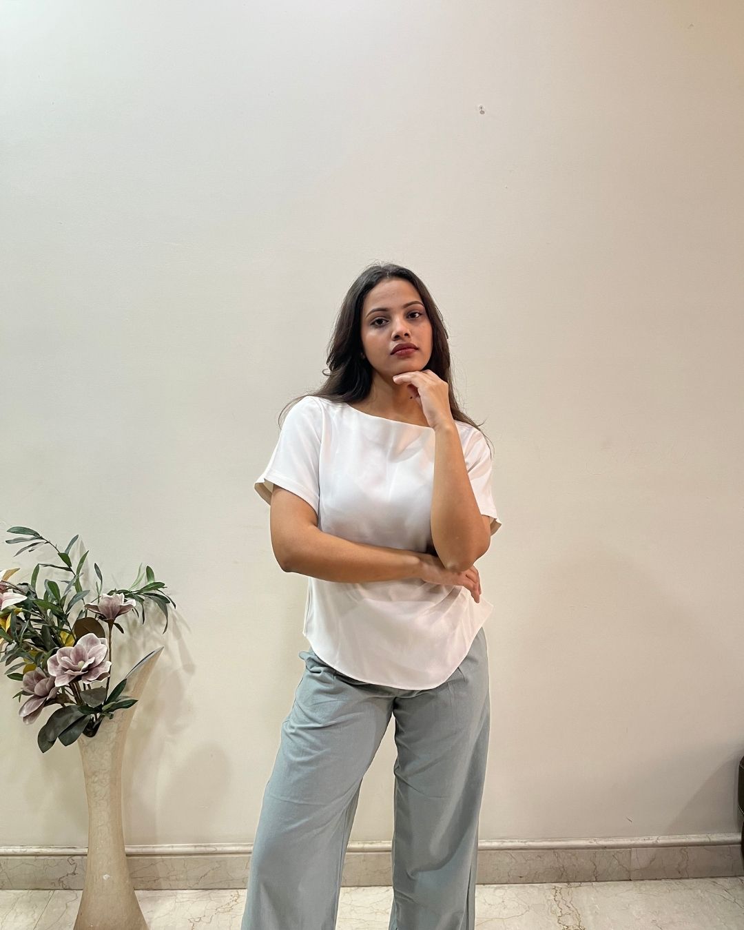 Loop Ivory Fluid Short-Sleeve Top