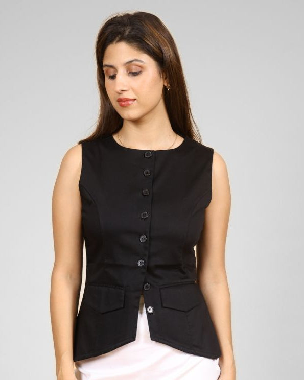 Fire Black Tailored Buttoned Vest
