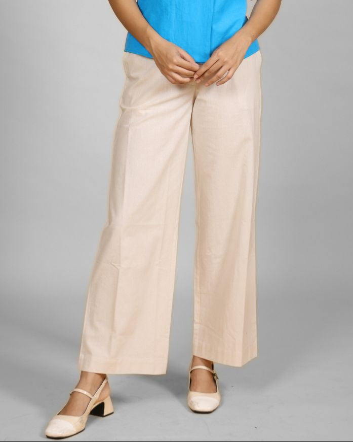 Iconic Cream Wide-Leg Trousers