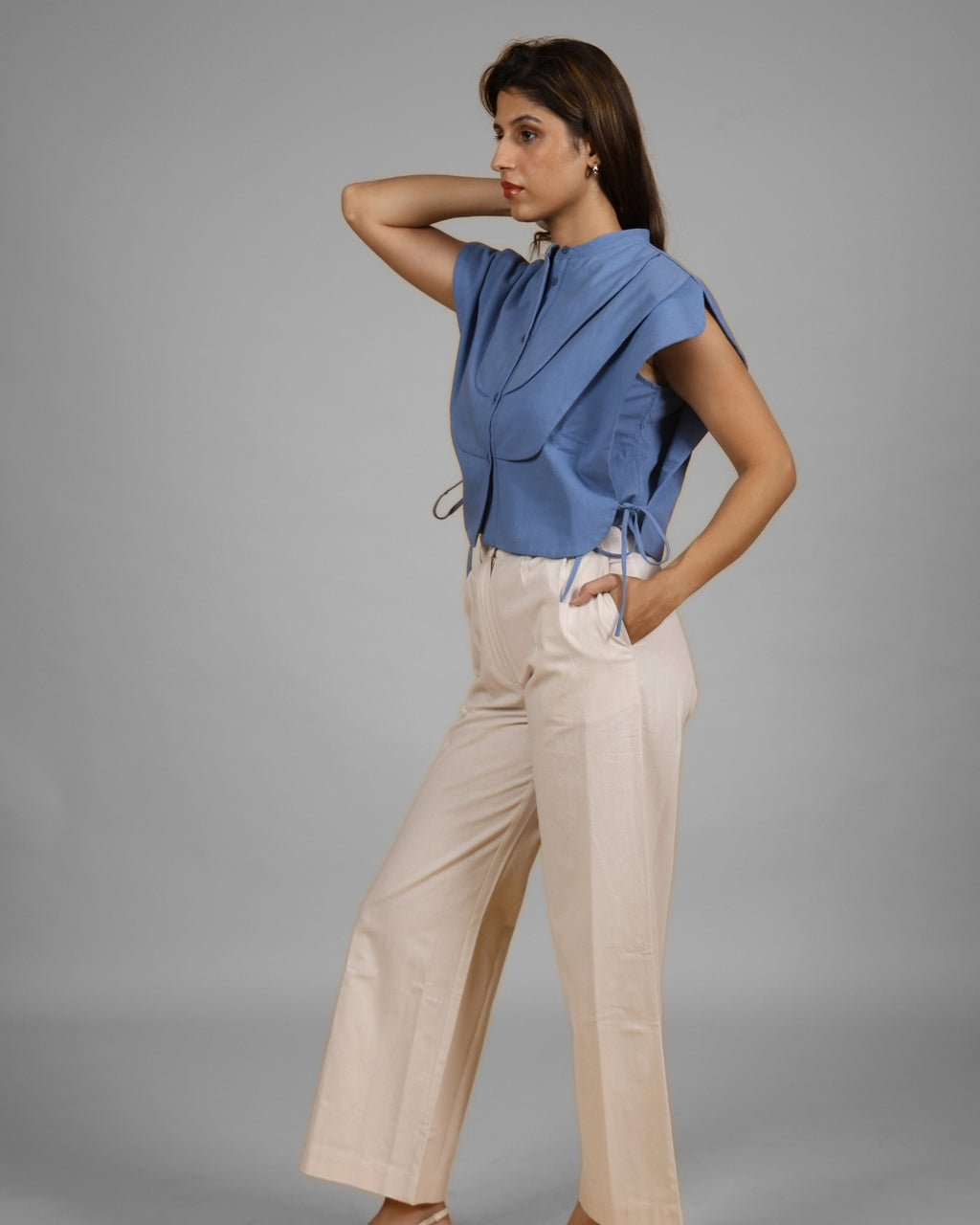 Boujee Blue Layered Panel Crop Top