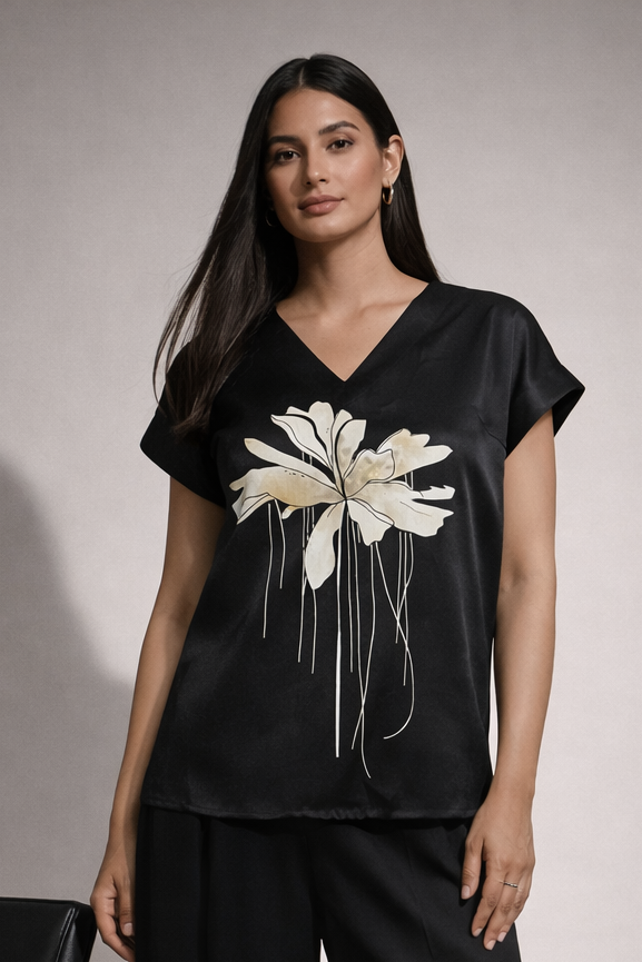 Midnight bloom Organza Top