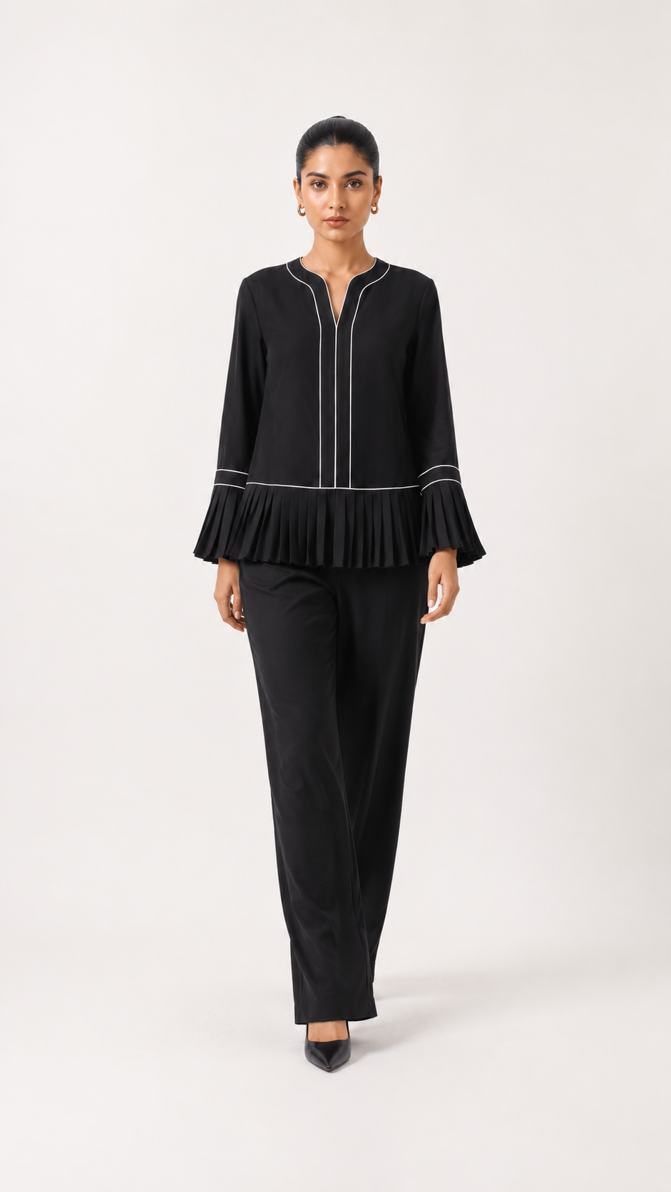 Pleatline Noir Top