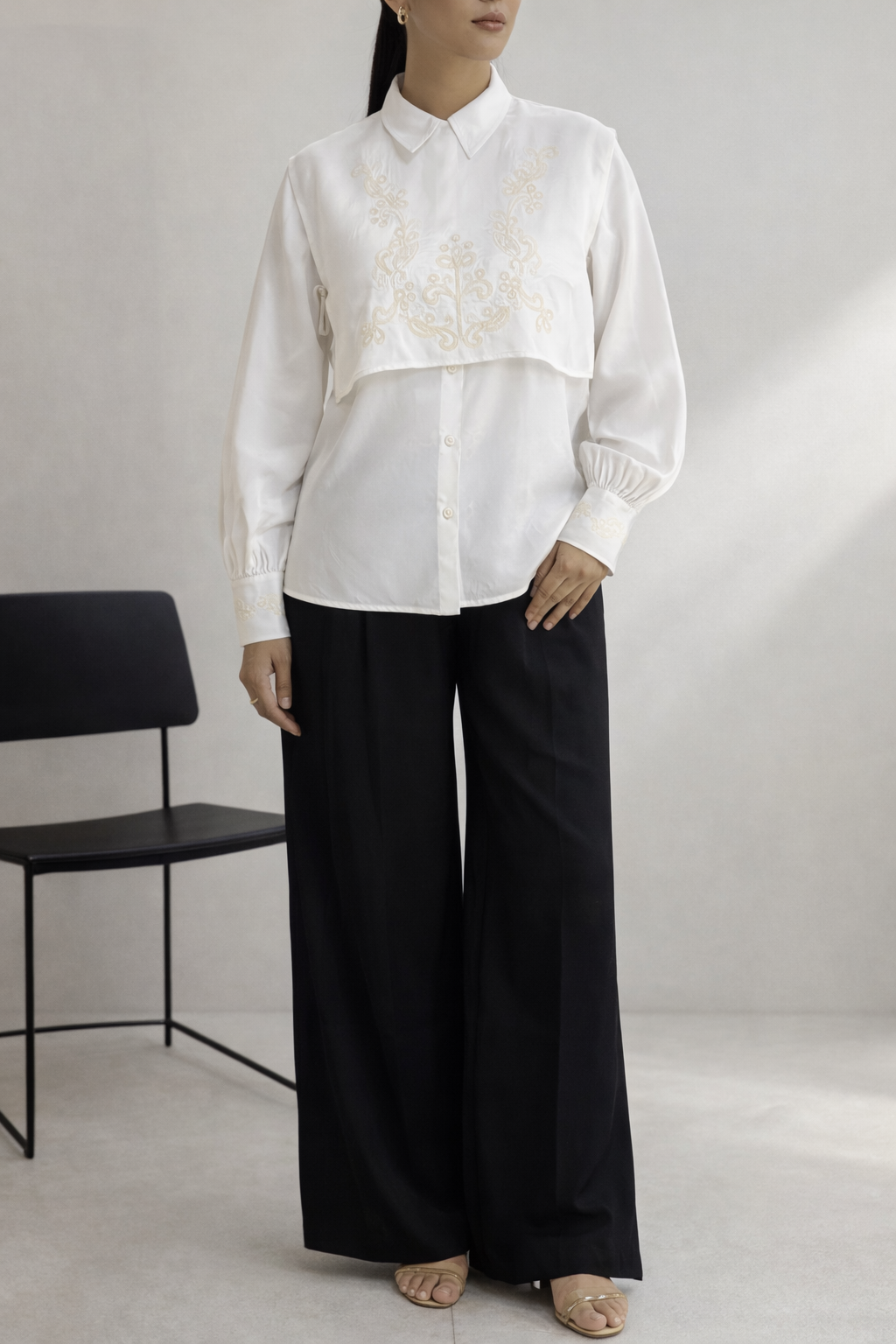 Ivory Heritage Embroidered Layered Shirt