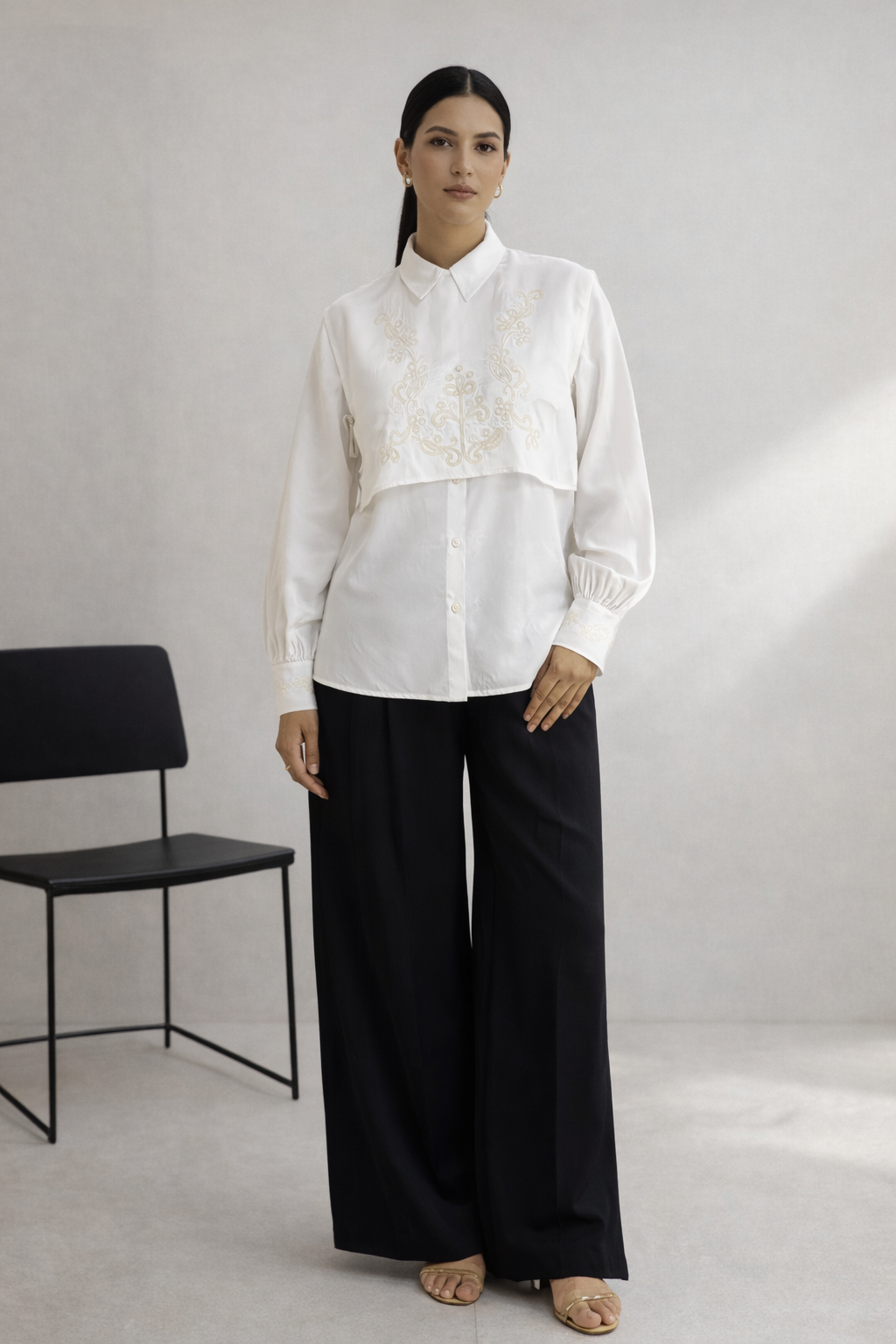Ivory Heritage Embroidered Layered Shirt