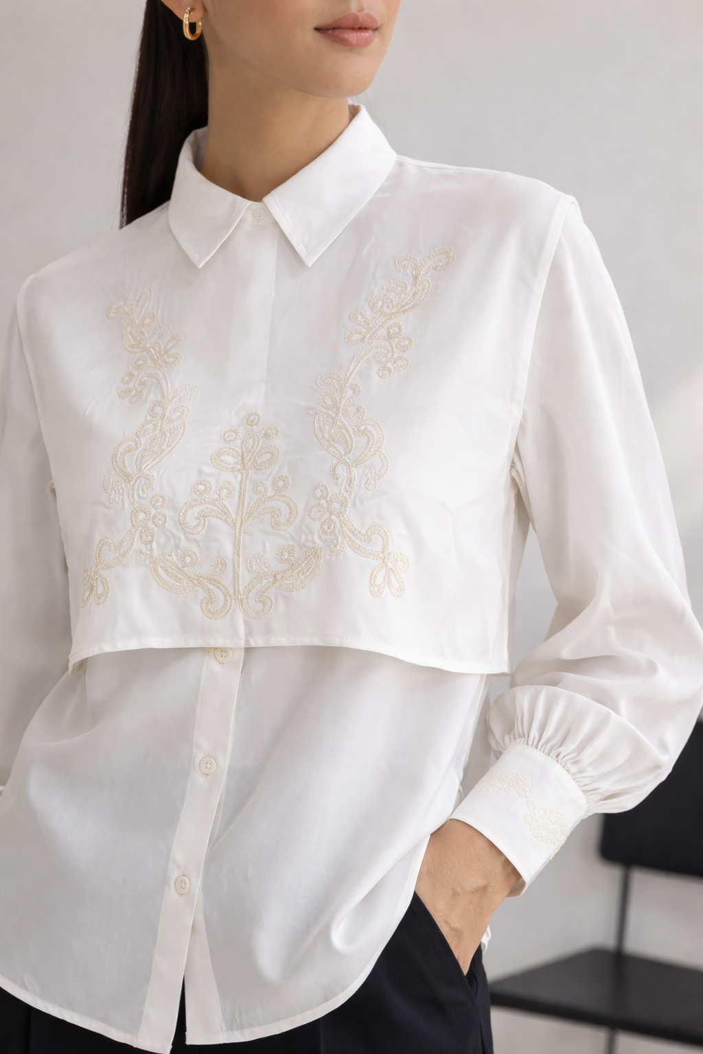 Ivory Heritage Embroidered Layered Shirt