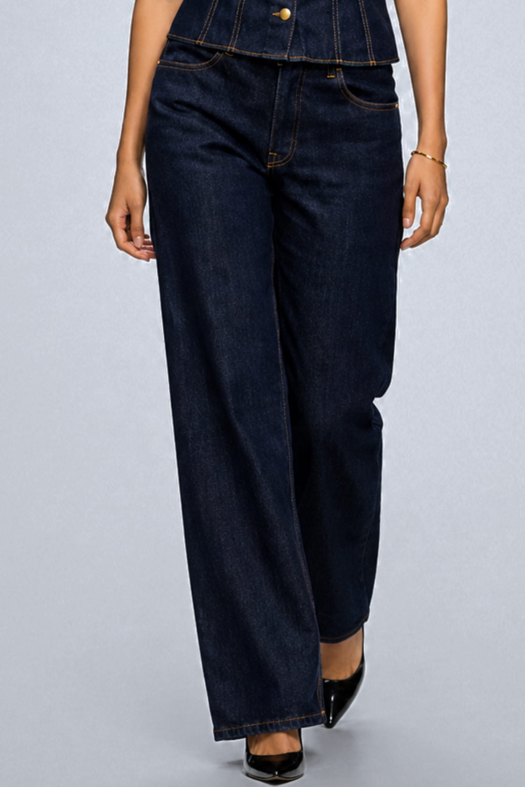 Pleated Denim Co-ord Set