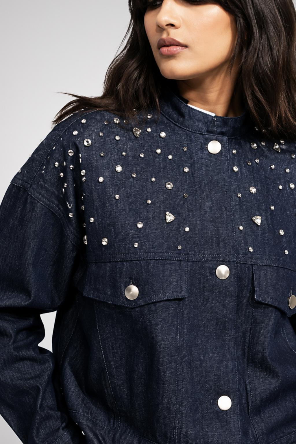 Stellar Indigo Studded Denim Shacket