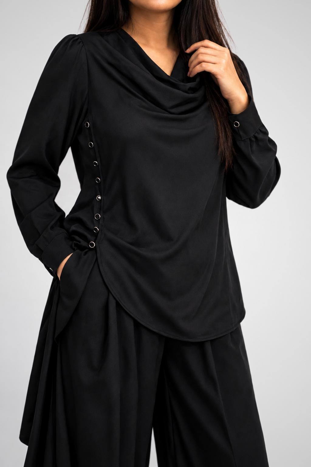 Midnight Flow Draped Co-ord Set