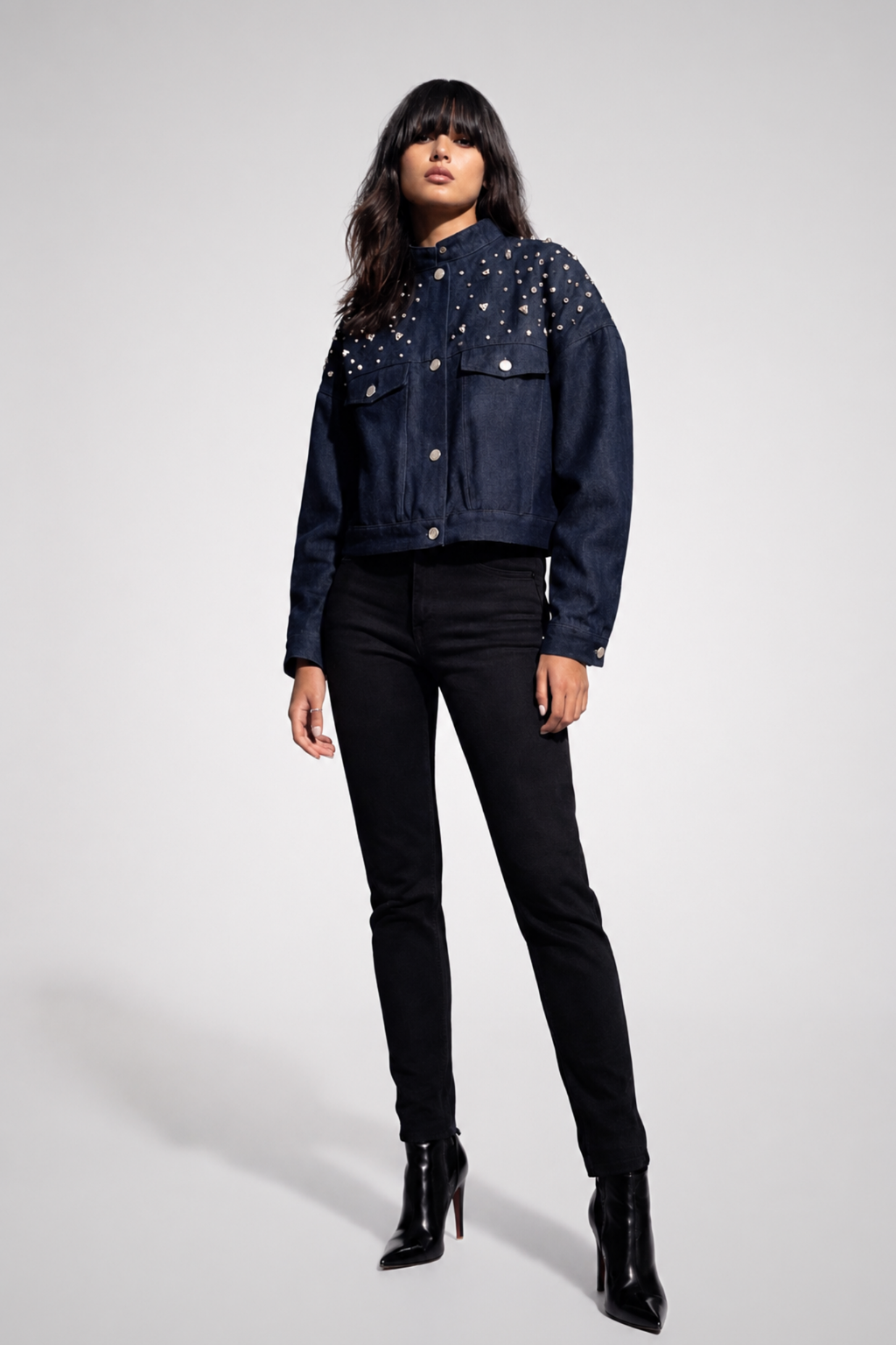 Stellar Indigo Studded Denim Shacket