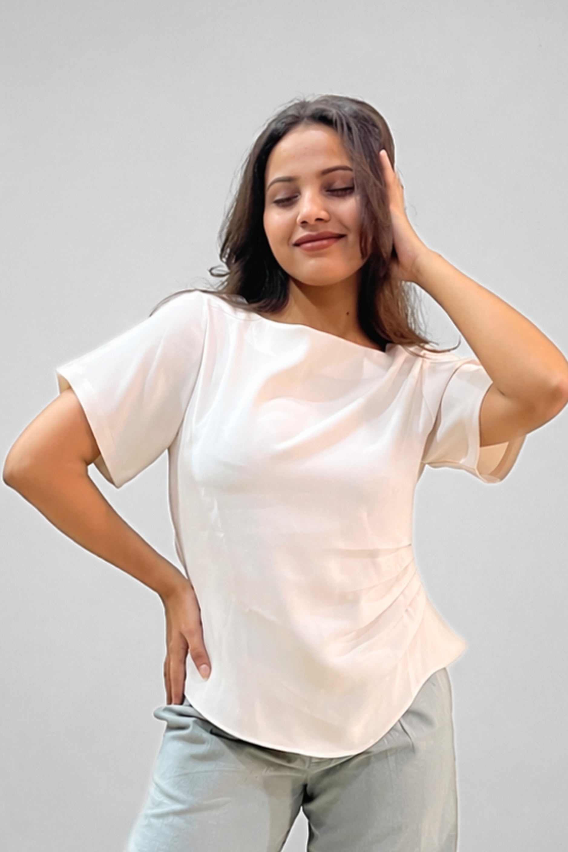 Loop Ivory Fluid Short-Sleeve Top